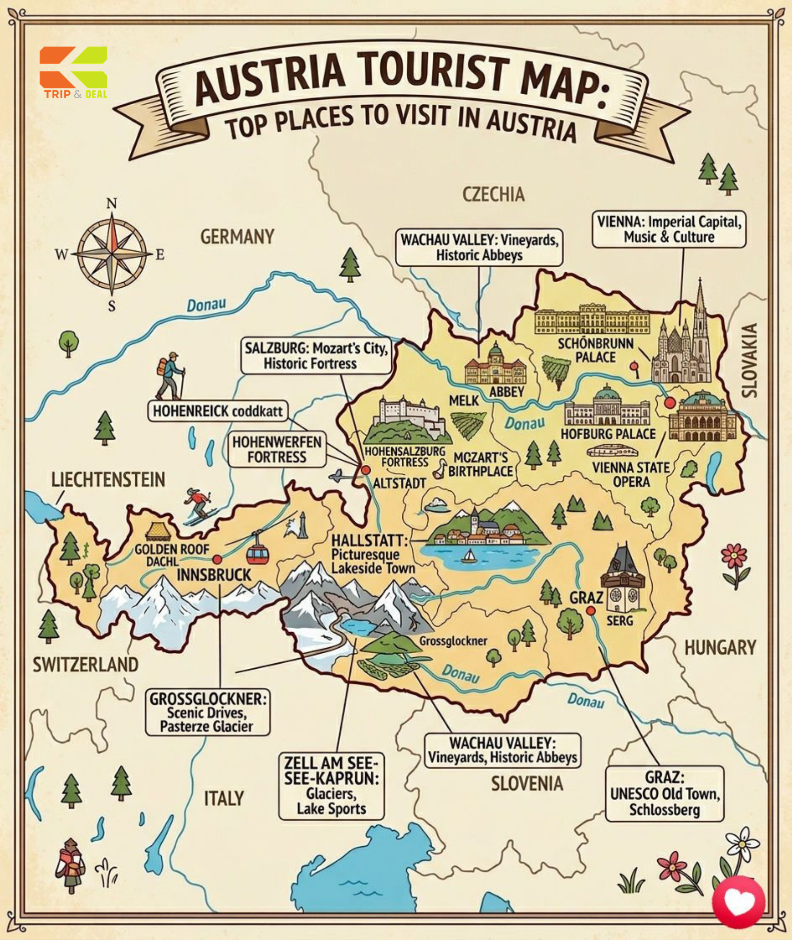 Austria Travel Guide: Vienna, Salzburg & the Alps Austria tourist map top places to visit
