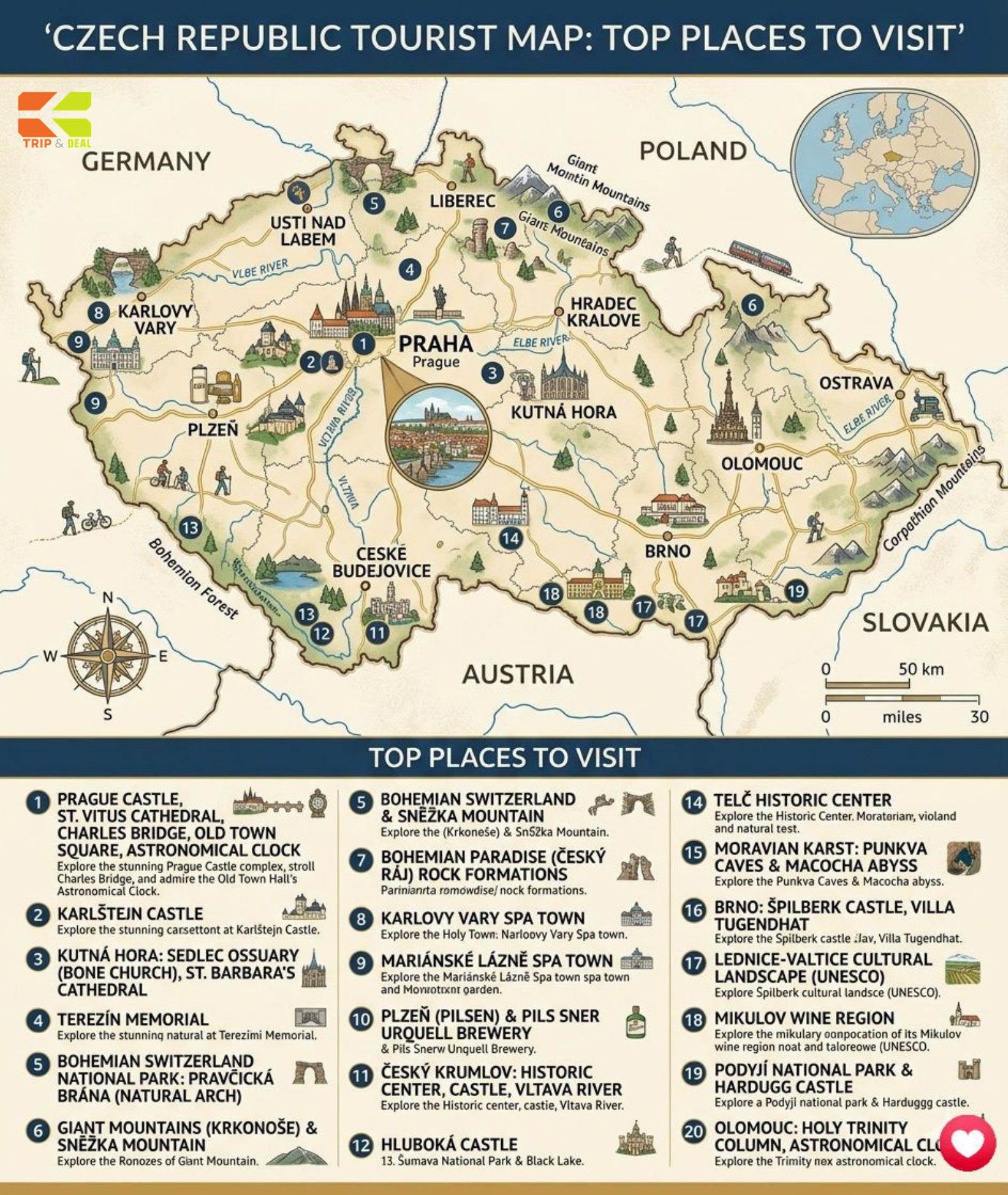 Czech Republic Travel Guide: Prague & Beyond Czech Republic tourist map top places to visit