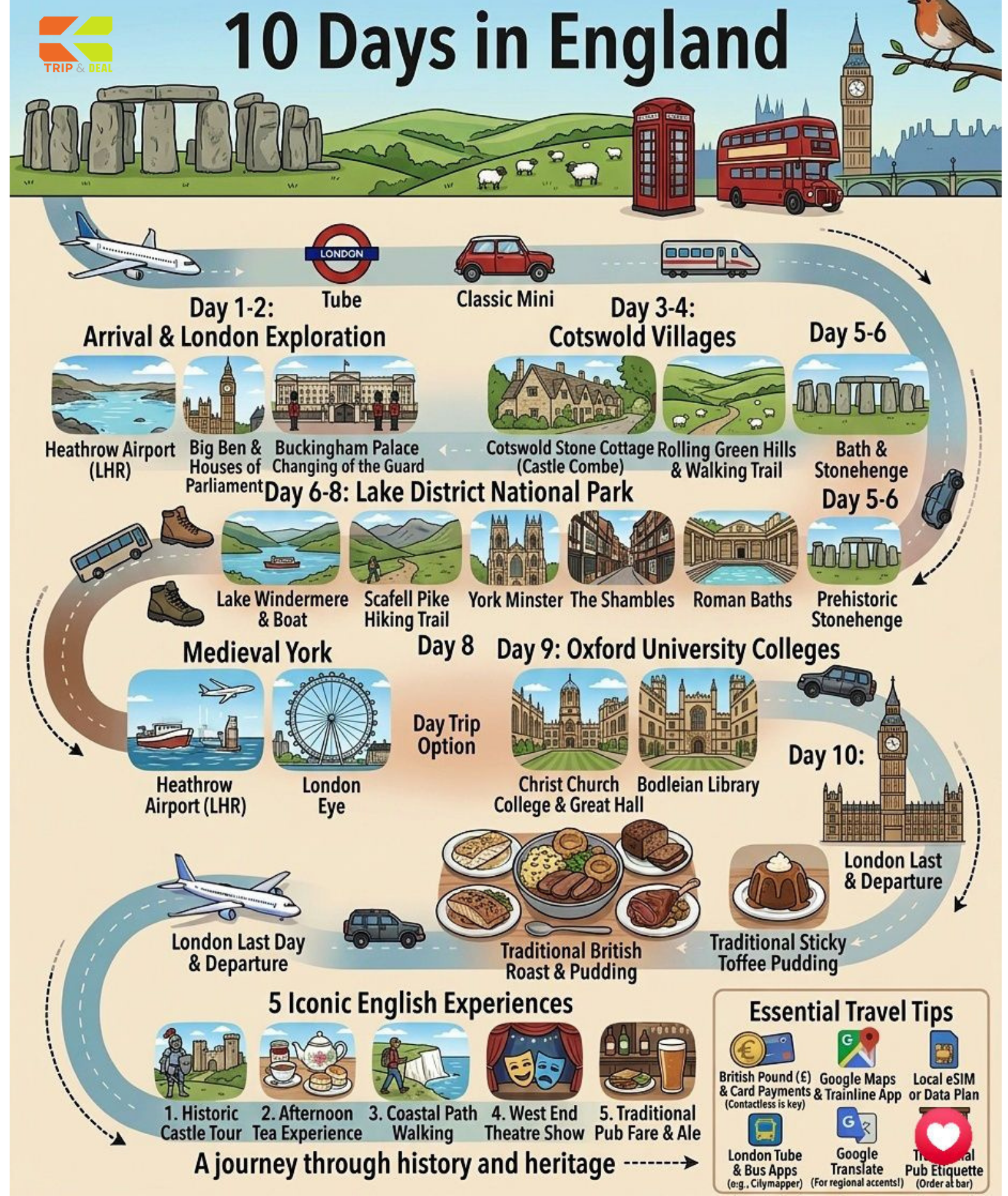 England day-by-day itinerary