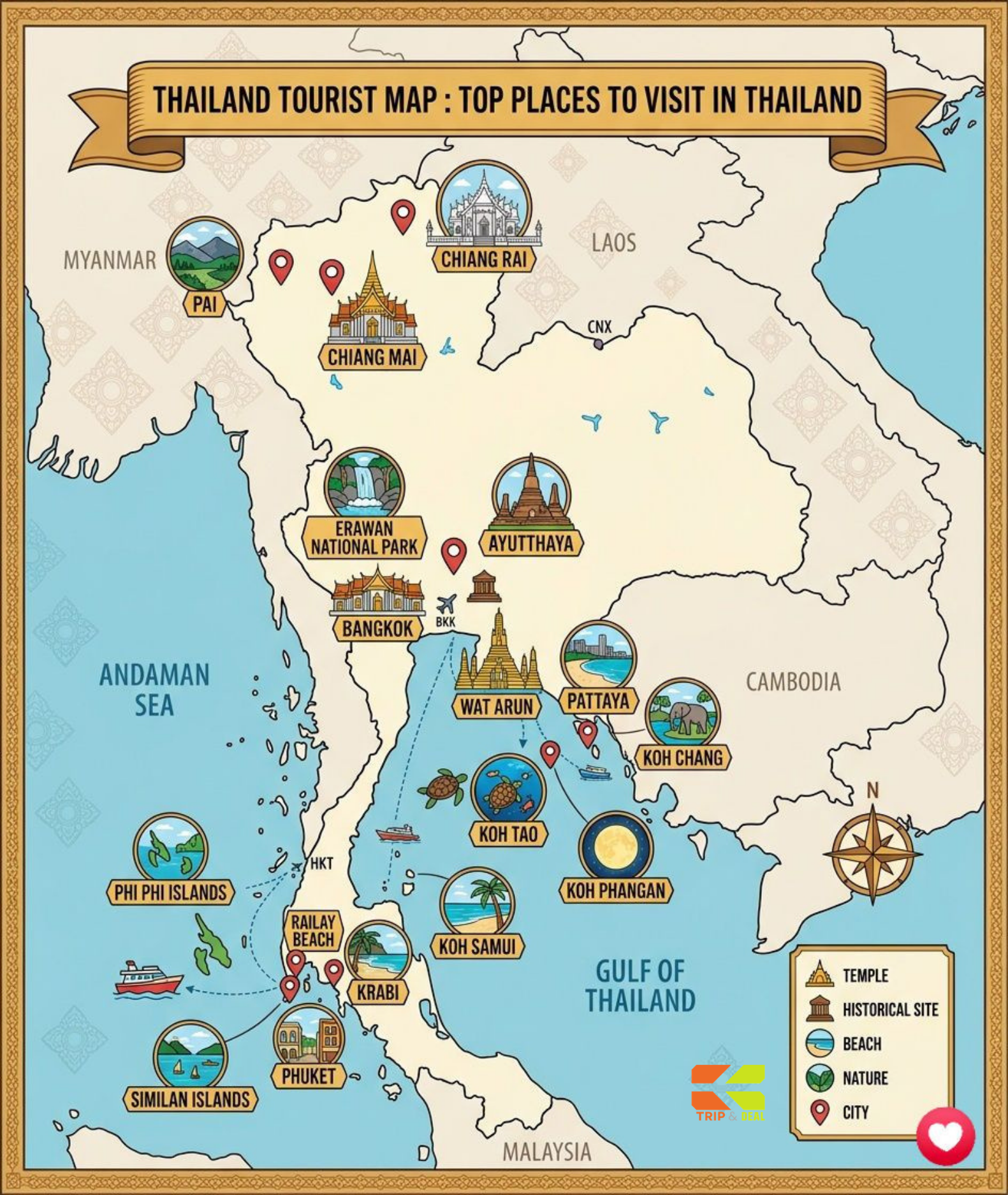 Thailand Travel Guide: Temples, Islands & Street Food Thailand tourist map top places to visit