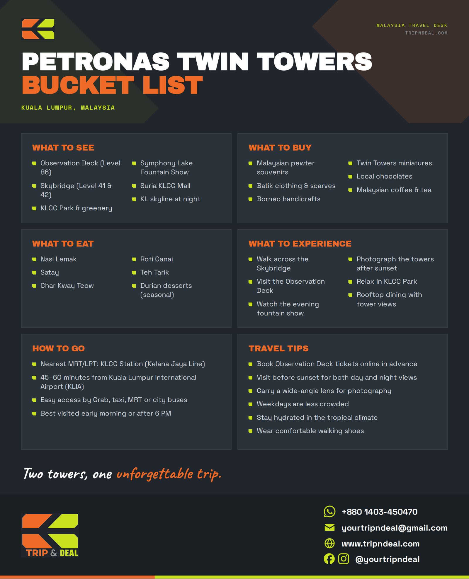 Petronas Twin Towers Bucket List